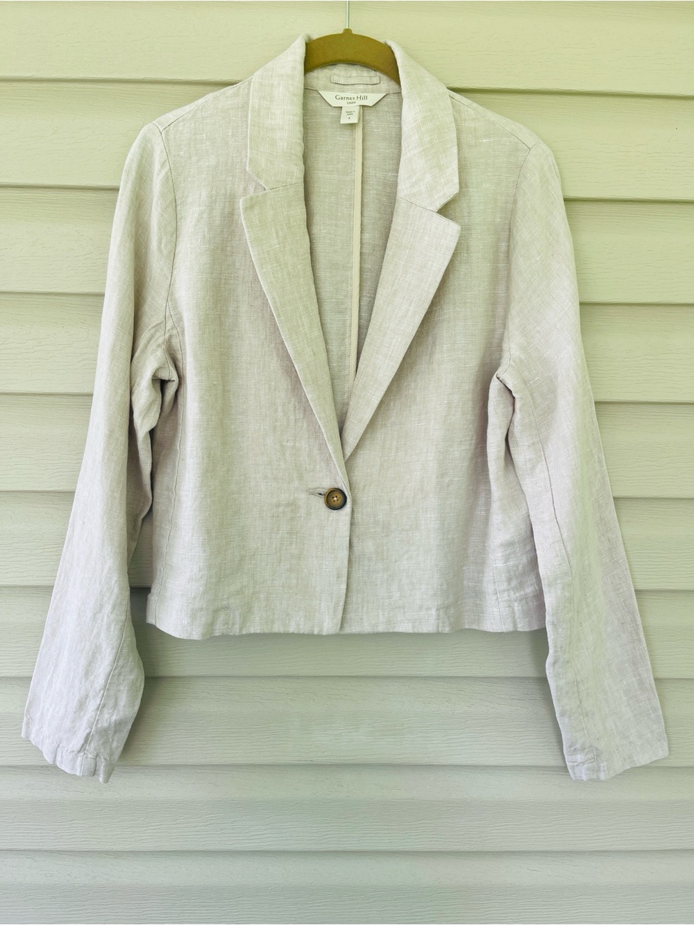 Garnet Hill Classic Linen Single-Button Light Tan Blazer Size 4